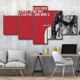 Bob Marley Deep Quotes Art, 5 Panel Canvas Prints Wall Art,Mixed Canvas, Large Canvas
