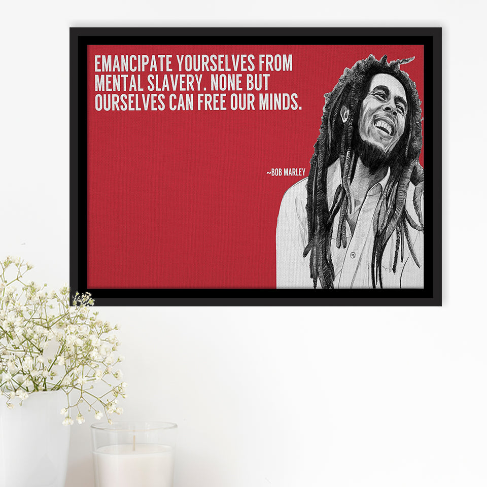 Bob Marley Deep Quotes Art Framed Canvas Prints Wall Art, Floating Frame, Large Canvas Home Decor