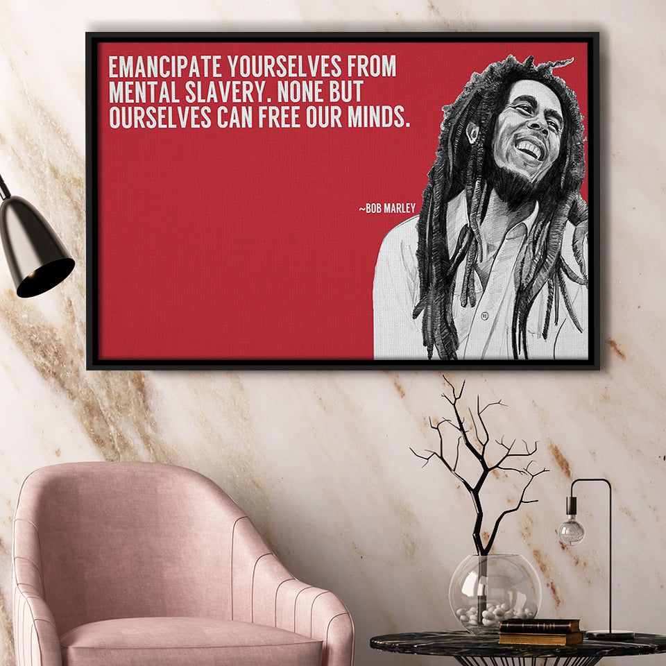 Bob Marley Deep Quotes Art Framed Canvas Prints Wall Art, Floating Frame, Large Canvas Home Decor