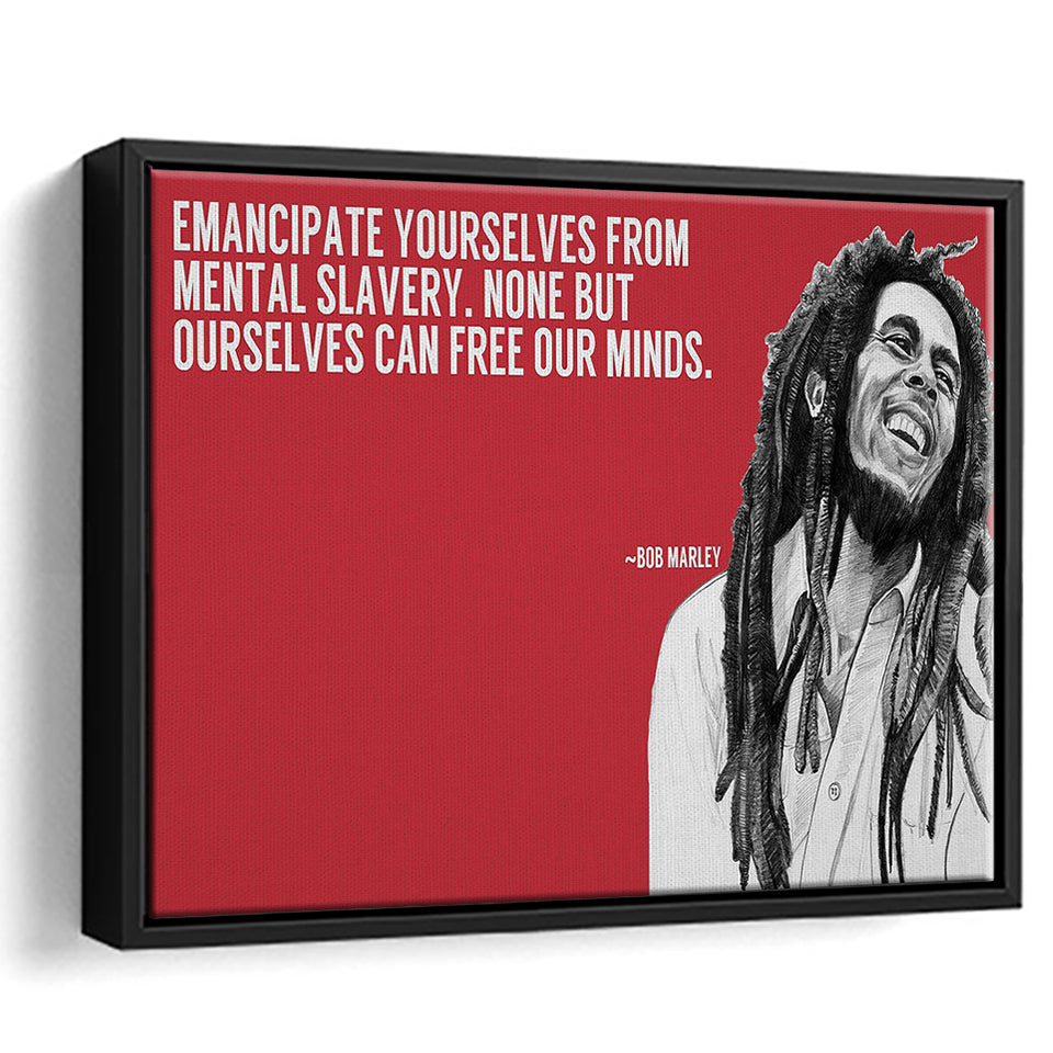 Bob Marley Deep Quotes Art Framed Canvas Prints Wall Art, Floating Frame, Large Canvas Home Decor