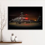 Boeing Ah 64 Apache Military Aircraft Framed Canvas Prints Wall Art Decor - Painting Canvas, Black Framed Picture