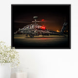 Boeing Ah 64 Apache Military Aircraft Framed Canvas Prints Wall Art Decor - Painting Canvas, Black Framed Picture