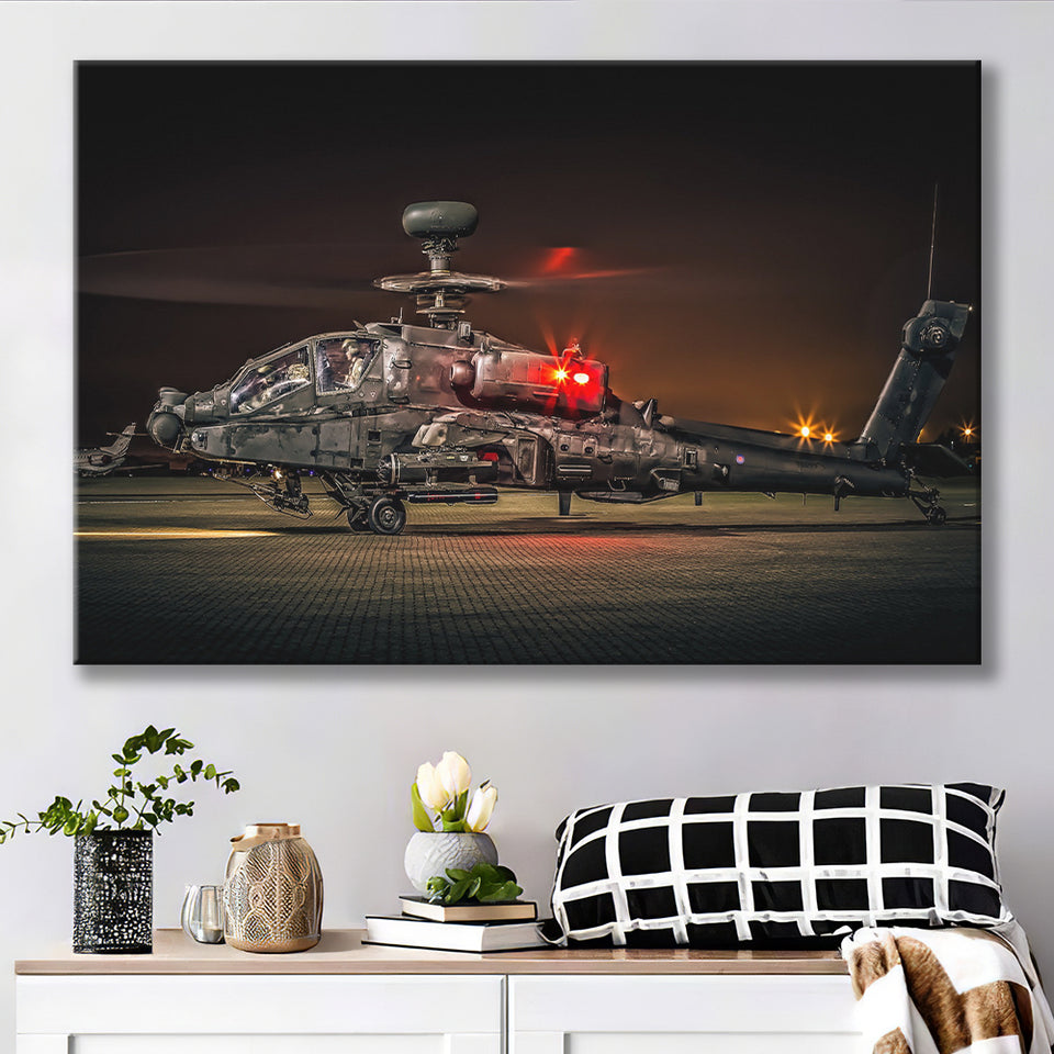 Boeing Ah 64 Apache Military Aircraft Canvas Prints Wall Art Decor - Painting Canvas, Art Prints, Ready to Hang