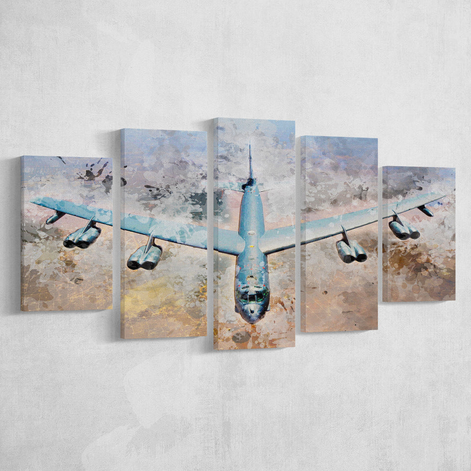 Boeing B-52 Stratofortress, Strategic Bomber Print, Military Aircrafts, Multi Panels, Canvas Prints Wall Art Home Decor