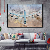 Boeing B-52 Stratofortress, Strategic Bomber Print, Military Aircrafts, Framed Canvas Prints Wall Art Home Decor,Floating Frame