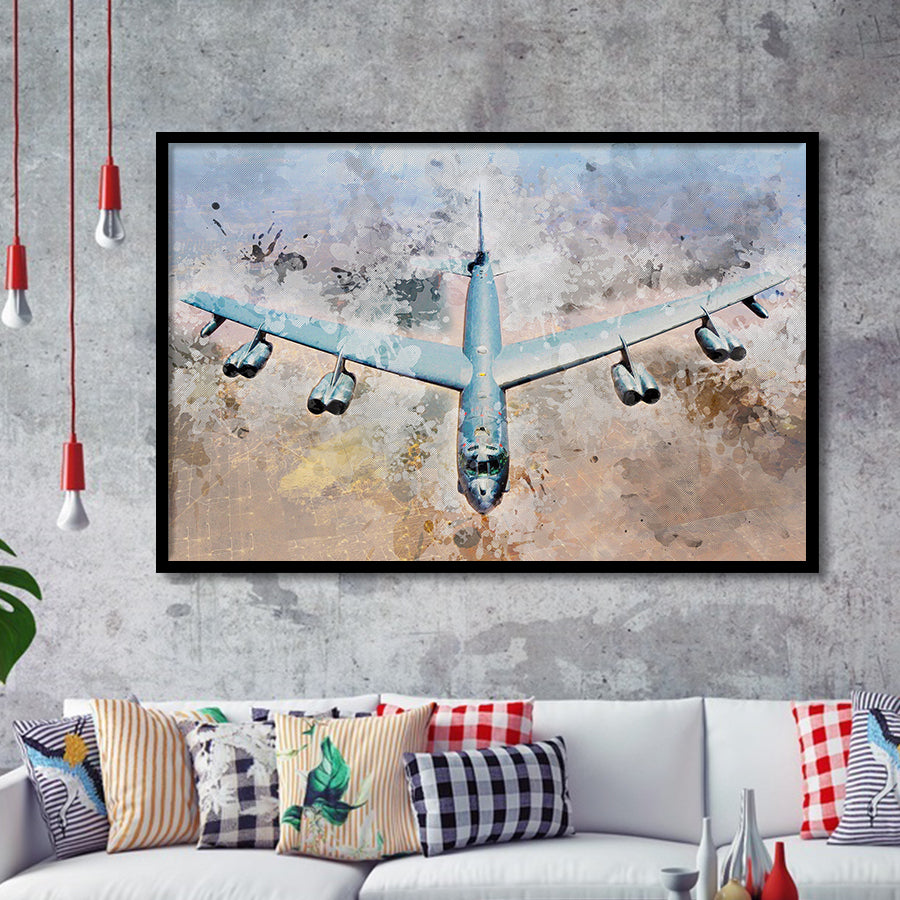 Boeing B-52 Stratofortress, Strategic Bomber Print, Military Aircrafts, Framed Art Prints Wall Art Home Decor, Ready to Hang