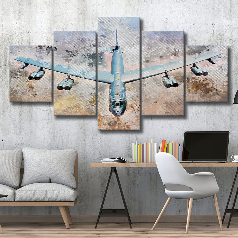 Boeing B-52 Stratofortress, Strategic Bomber Print, Military Aircrafts, Multi Panels, Canvas Prints Wall Art Home Decor