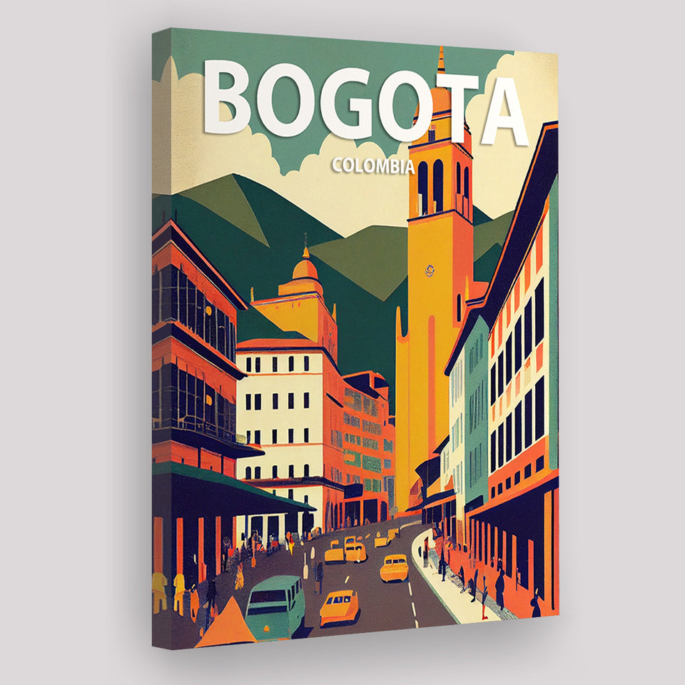 Bogota Retro Art Print ,City Art Print, Large Canvas, Canvas Print Wall Art Home Decor