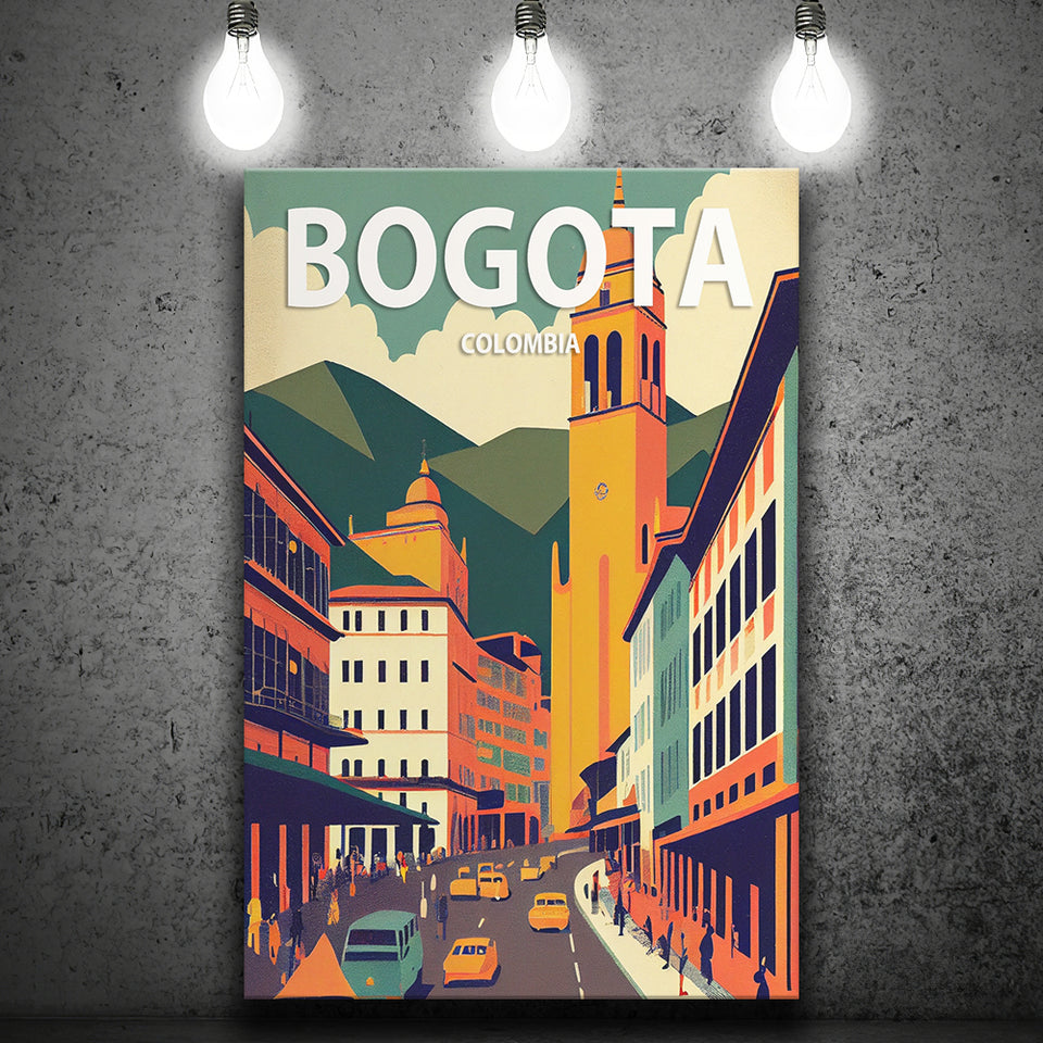 Bogota Retro Art Print ,City Art Print, Large Canvas, Canvas Print Wall Art Home Decor