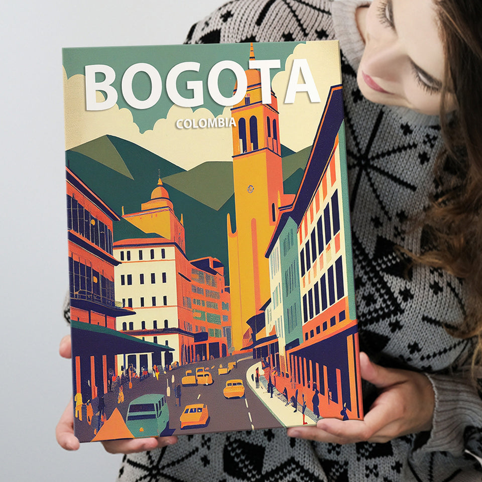 Bogota Retro Art Print ,City Art Print, Large Canvas, Canvas Print Wall Art Home Decor