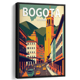 Bogota Retro Art Print, Large Canvas, Framed Canvas Print Wall Art Home Decor, Floating Frame