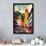 Bogota Retro Art Print, Large Canvas, Framed Canvas Print Wall Art Home Decor, Floating Frame