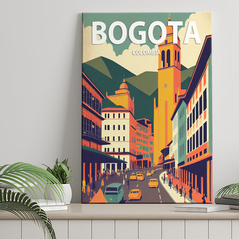 Bogota Retro Art Print ,City Art Print, Large Canvas, Canvas Print Wall Art Home Decor