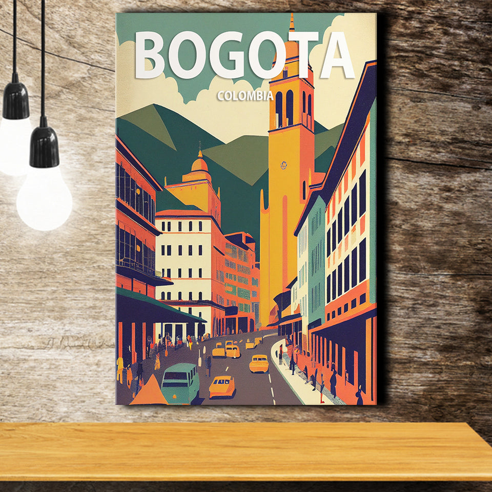 Bogota Retro Art Print ,City Art Print, Large Canvas, Canvas Print Wall Art Home Decor