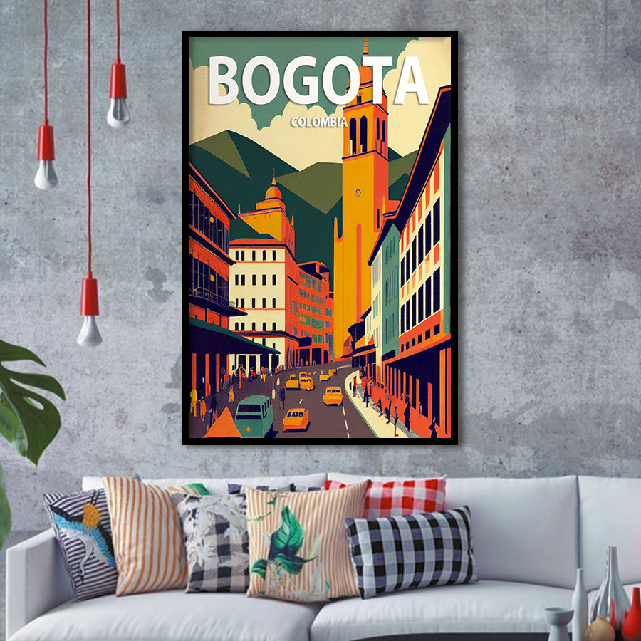 Bogota Retro Art Print, City Art Print, Framed Art Print Wall Art Home Decor, Framed Picture