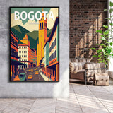 Bogota Retro Art Print, Large Canvas, Framed Canvas Print Wall Art Home Decor, Floating Frame