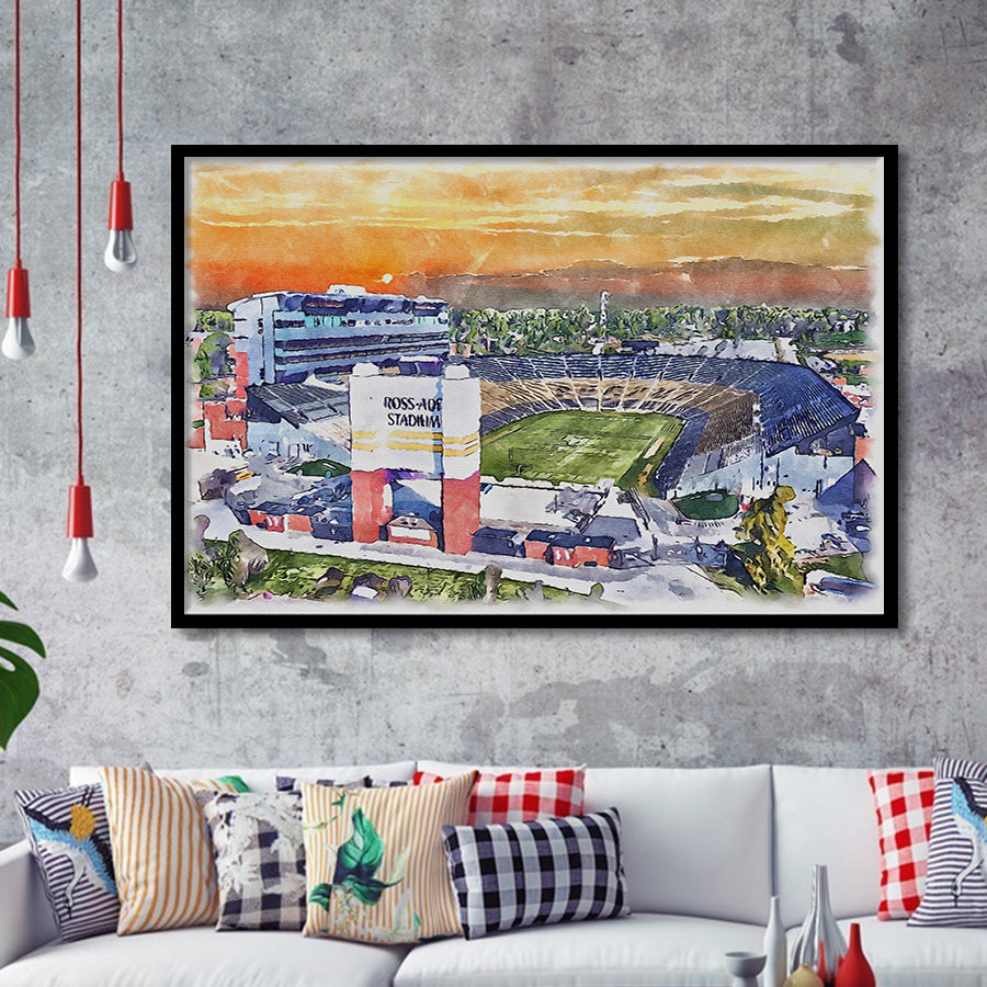 Boilermakers Stadium Ross Ade Stadium Watercolor, Sport Prints Fan Gift, Framed Art Prints Wall Art Decor
