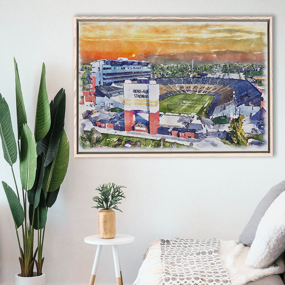 Boilermakers Stadium Ross Ade Stadium Watercolor, Sport Art Prints Fan Gift, Framed Canvas Prints Wall Art Decor