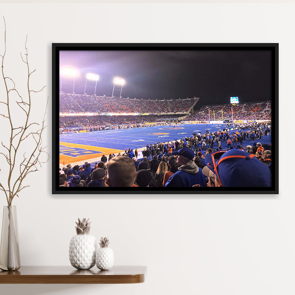 Boise State Broncos Wall Art Alberstsons Stadium Framed Canvas Prints,Sport Stadium Art Prints, Fan Gift