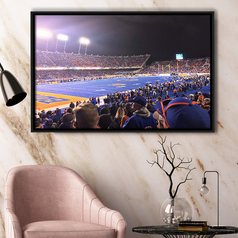 Boise State Broncos Wall Art Alberstsons Stadium Framed Canvas Prints,Sport Stadium Art Prints, Fan Gift