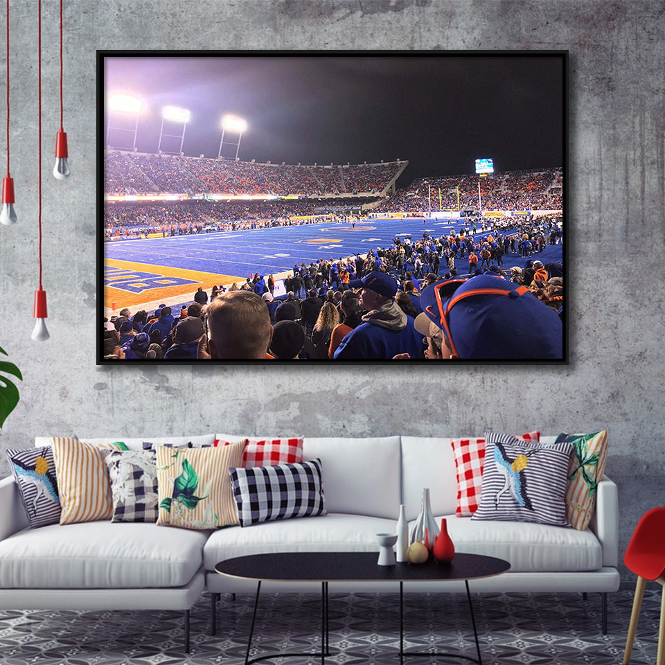 Boise State Broncos Wall Art Alberstsons Stadium Framed Canvas Prints,Sport Stadium Art Prints, Fan Gift