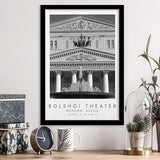 Bolshoi Theater, Moscow Russia Theatre Lovers Black And White Art Framed Art Prints Wall Art Decor, Framed Picture