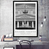 Bolshoi Theater, Moscow Russia Theatre Lovers Black And White Art Framed Art Prints Wall Art Decor, Framed Picture