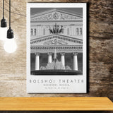 Bolshoi Theater, Moscow Russia Theatre Lovers Black And White Art Canvas Prints Wall Art Home Decor