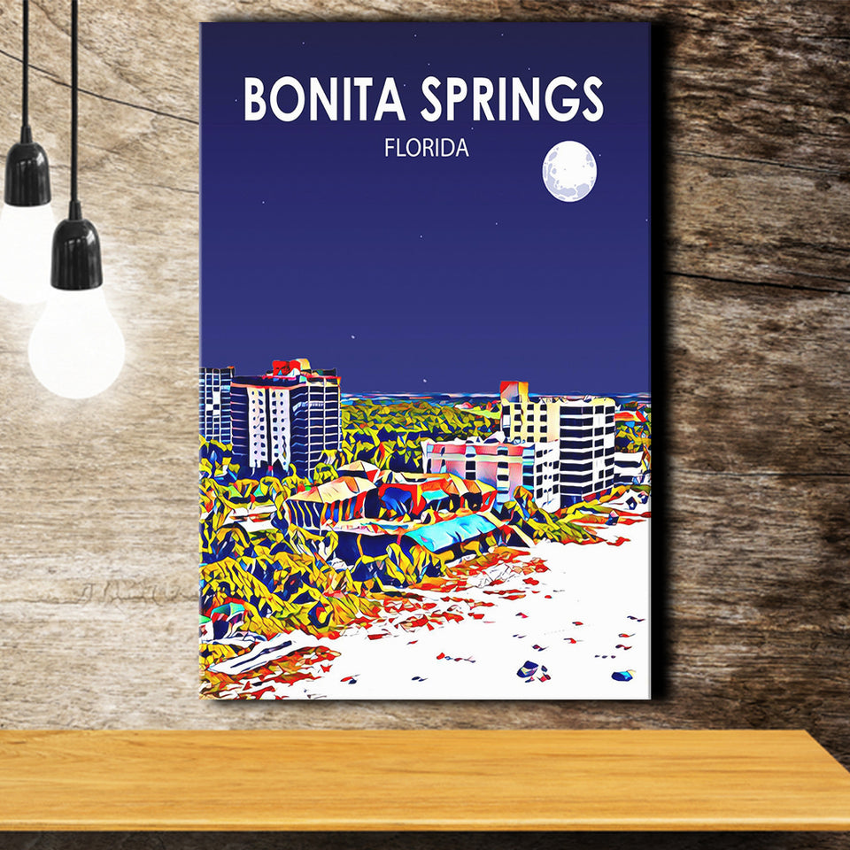 Bonita Springs FL Art V1 ,City Art Print, Large Canvas, Canvas Print Wall Art Home Decor