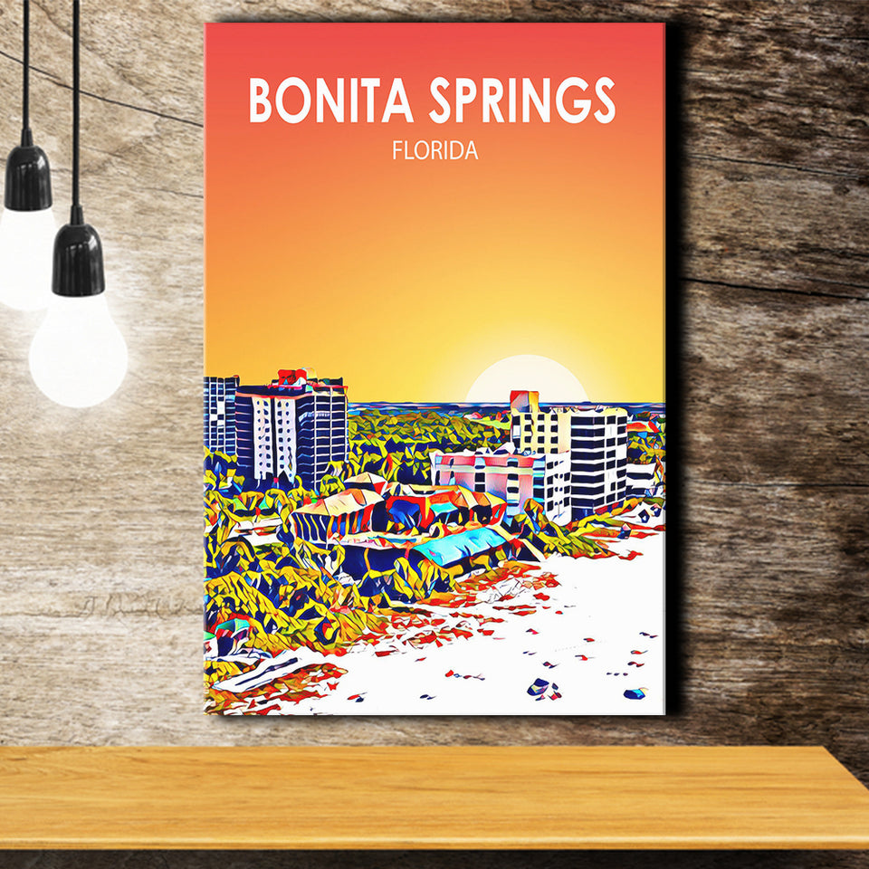 Bonita Springs FL Art ,City Art Print, Large Canvas, Canvas Print Wall Art Home Decor