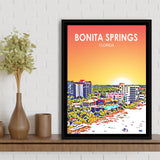 Bonita Springs FL Art, Large Canvas, Framed Canvas Print Wall Art Home Decor, Floating Frame