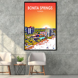 Bonita Springs FL Art, Large Canvas, Framed Canvas Print Wall Art Home Decor, Floating Frame