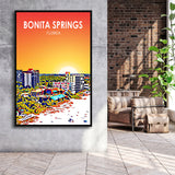 Bonita Springs FL Art, Large Canvas, Framed Canvas Print Wall Art Home Decor, Floating Frame