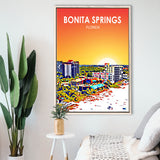 Bonita Springs FL Art, Large Canvas, Framed Canvas Print Wall Art Home Decor, Floating Frame