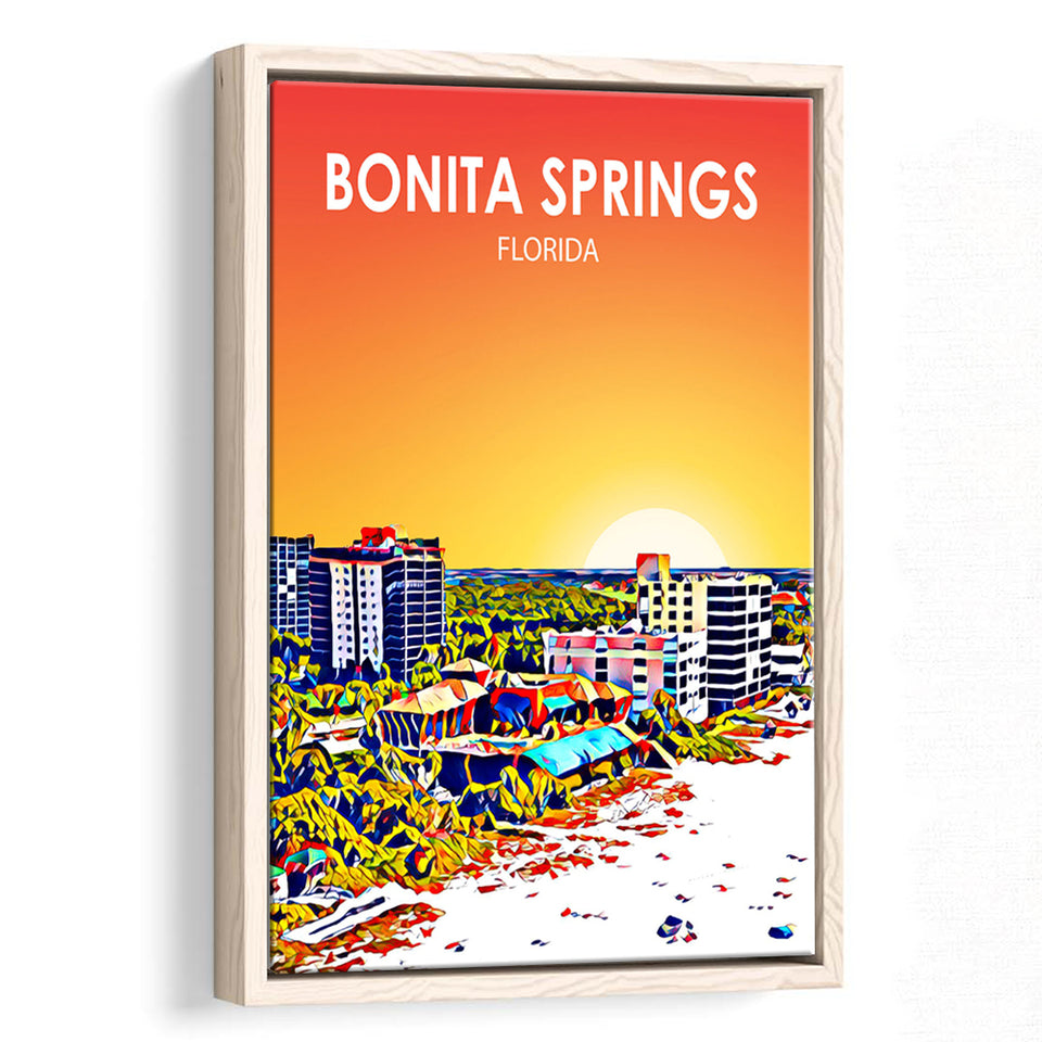 Bonita Springs FL Art, Large Canvas, Framed Canvas Print Wall Art Home Decor, Floating Frame