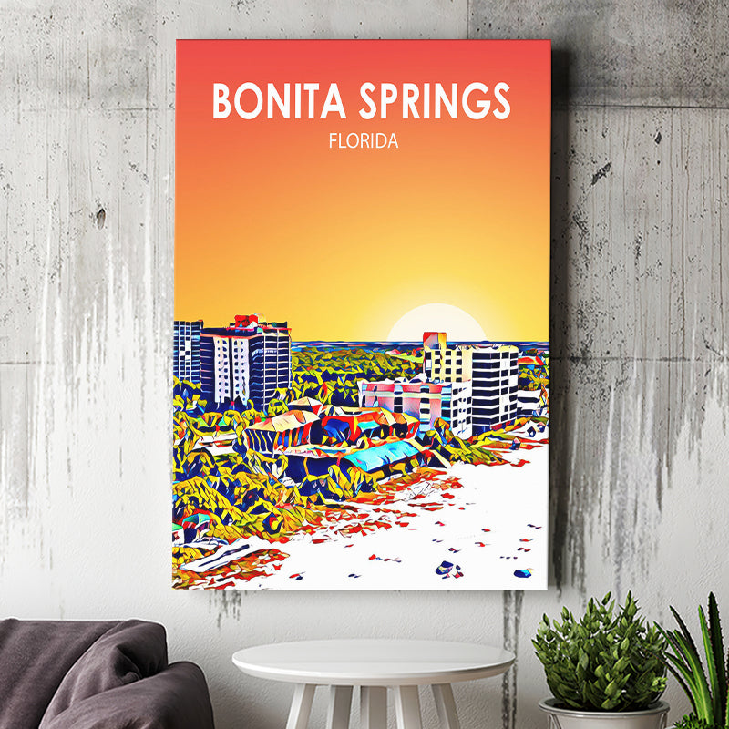 Bonita Springs FL Art ,City Art Print, Large Canvas, Canvas Print Wall Art Home Decor