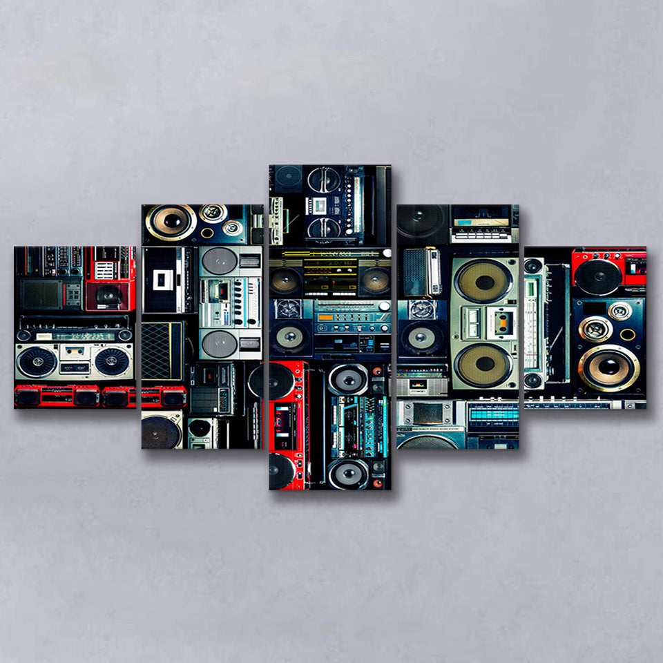 Boombox 5 Piece Canvas Prints Wall Art Decor, Multi Panels, Mixed Canvas
