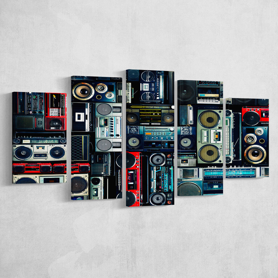 Boombox 5 Piece Canvas Prints Wall Art Decor, Multi Panels, Mixed Canvas