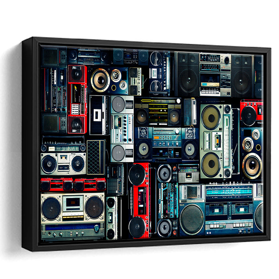 Boombox Framed Canvas Prints Wall Art Decor, Framed Picture, Floating Frame