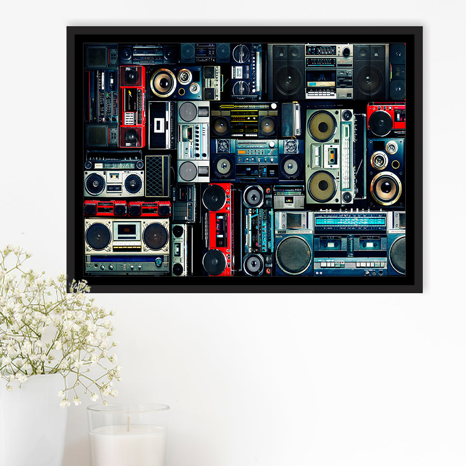 Boombox Framed Canvas Prints Wall Art Decor, Framed Picture, Floating Frame