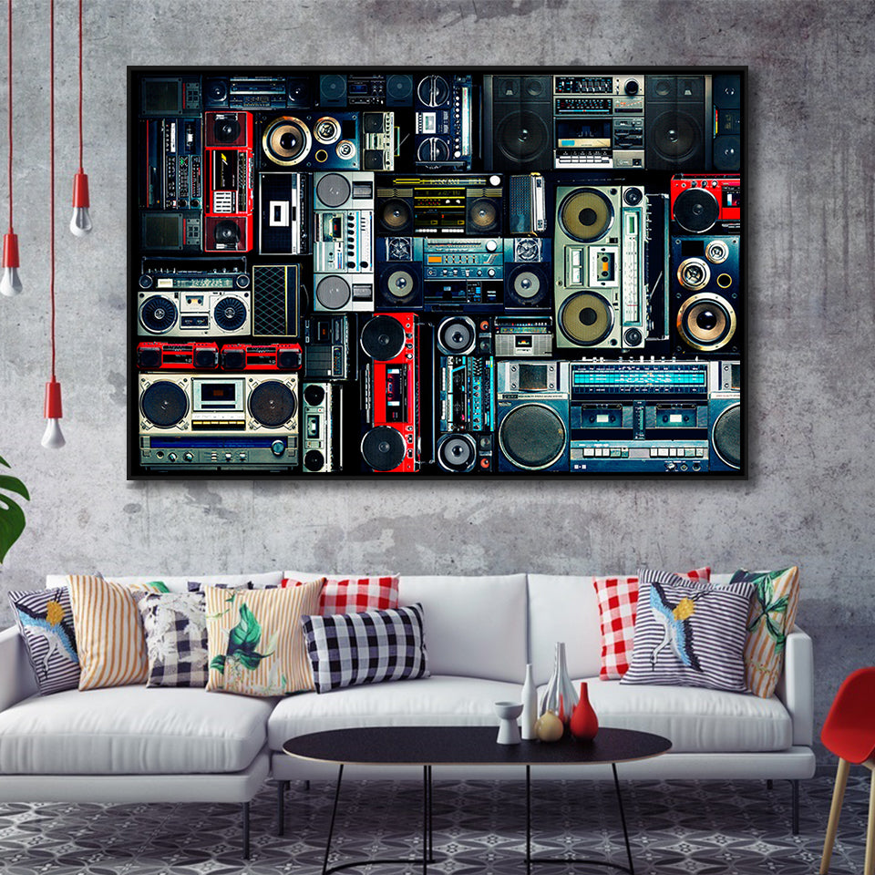 Boombox Framed Canvas Prints Wall Art Decor, Framed Picture, Floating Frame