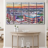 Boone Pickens Stadium Oklahoma State Football Stadium Watercolor, 5 Pieces B, Multi Panel Canvas Prints Wall Art Decor