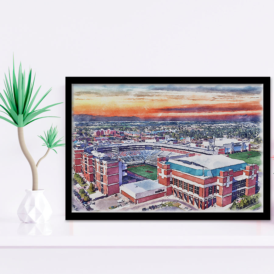 Boone Pickens Stadium Oklahoma State Football Stadium Watercolor, Sport Prints Fan Gift, Framed Art Prints Wall Art Decor