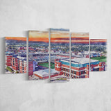 Boone Pickens Stadium Oklahoma State Football Stadium Watercolor, 5 Pieces, Multi Panel Canvas Prints Wall Art Decor