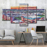 Boone Pickens Stadium Oklahoma State Football Stadium Watercolor, 5 Pieces, Multi Panel Canvas Prints Wall Art Decor