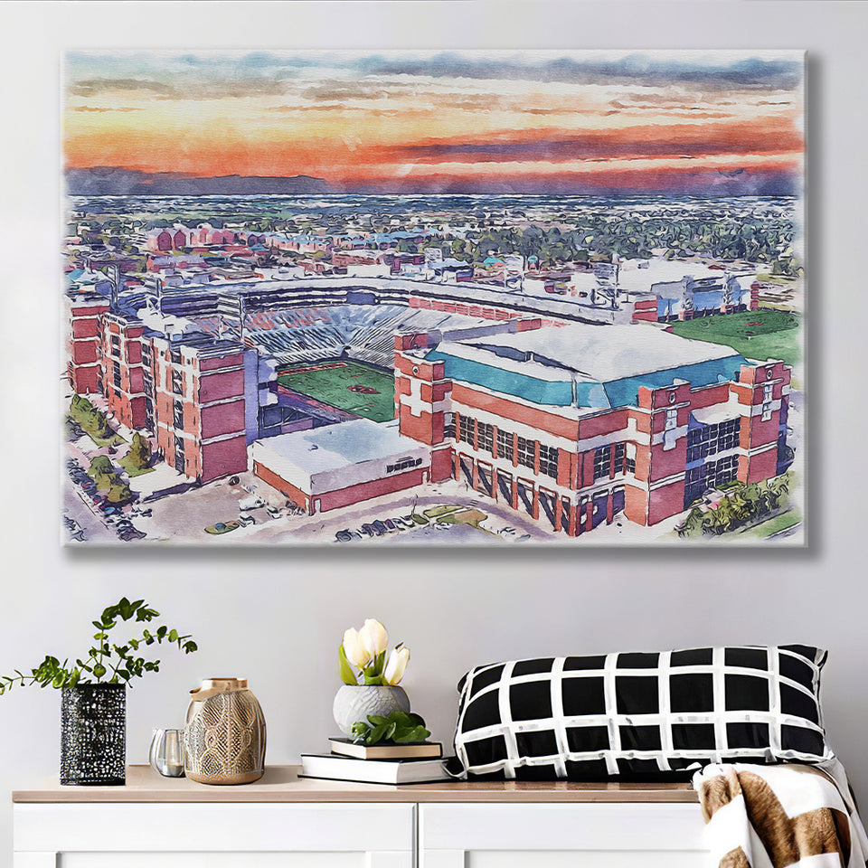 Boone Pickens Stadium Oklahoma State Football Stadium Watercolor, Sport Art Prints Fan Gift, Canvas Prints Wall Art Decor