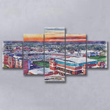 Boone Pickens Stadium Oklahoma State Football Stadium Watercolor, 5 Pieces, Multi Panel Canvas Prints Wall Art Decor