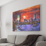 Boston Massachusetts Usa Skyline V1 City Art Watercolor Canvas Prints Wall Art Home Decor, Large Canvas