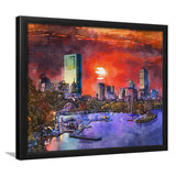 Boston Massachusetts Usa Skyline V1 City Art Watercolor Framed Art Prints Wall Art Decor,Framed Picture