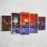 Boston Massachusetts Usa Skyline V1 5 Pieces Mixed Canvas Prints Wall Art Home Decor